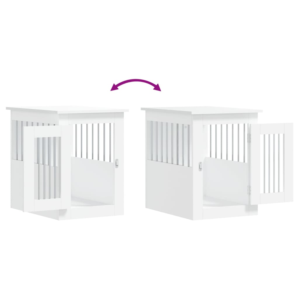 Gabbia Cani Da Arredamento Bianca 45X62X59Cm Legno Multistrato