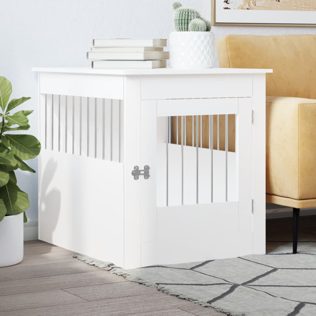 Gabbia Cani Da Arredamento Bianca 45X62X59Cm Legno Multistrato