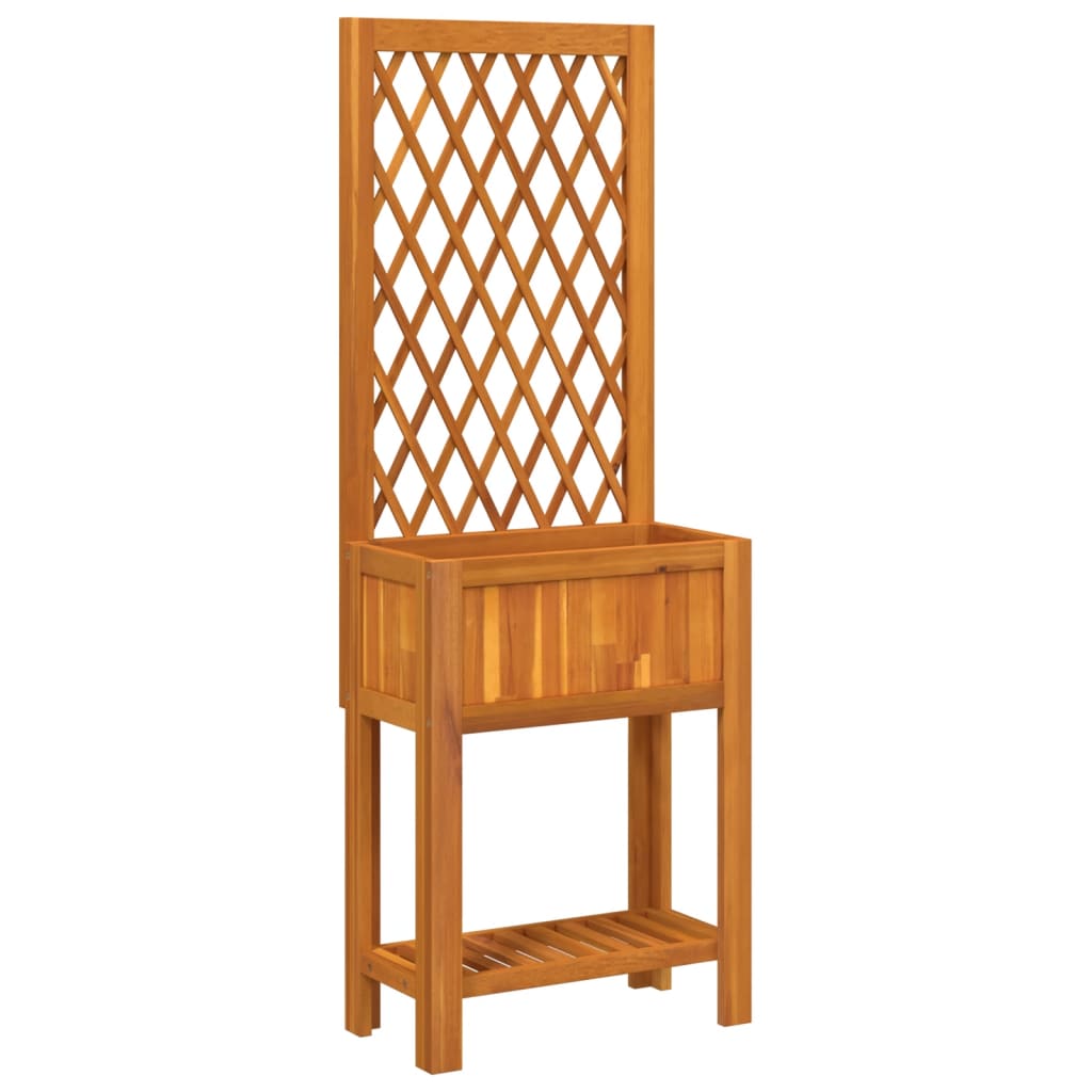Fioriera Con Traliccio E Ripiano 55X29,5X152 Cm In Legno Acacia