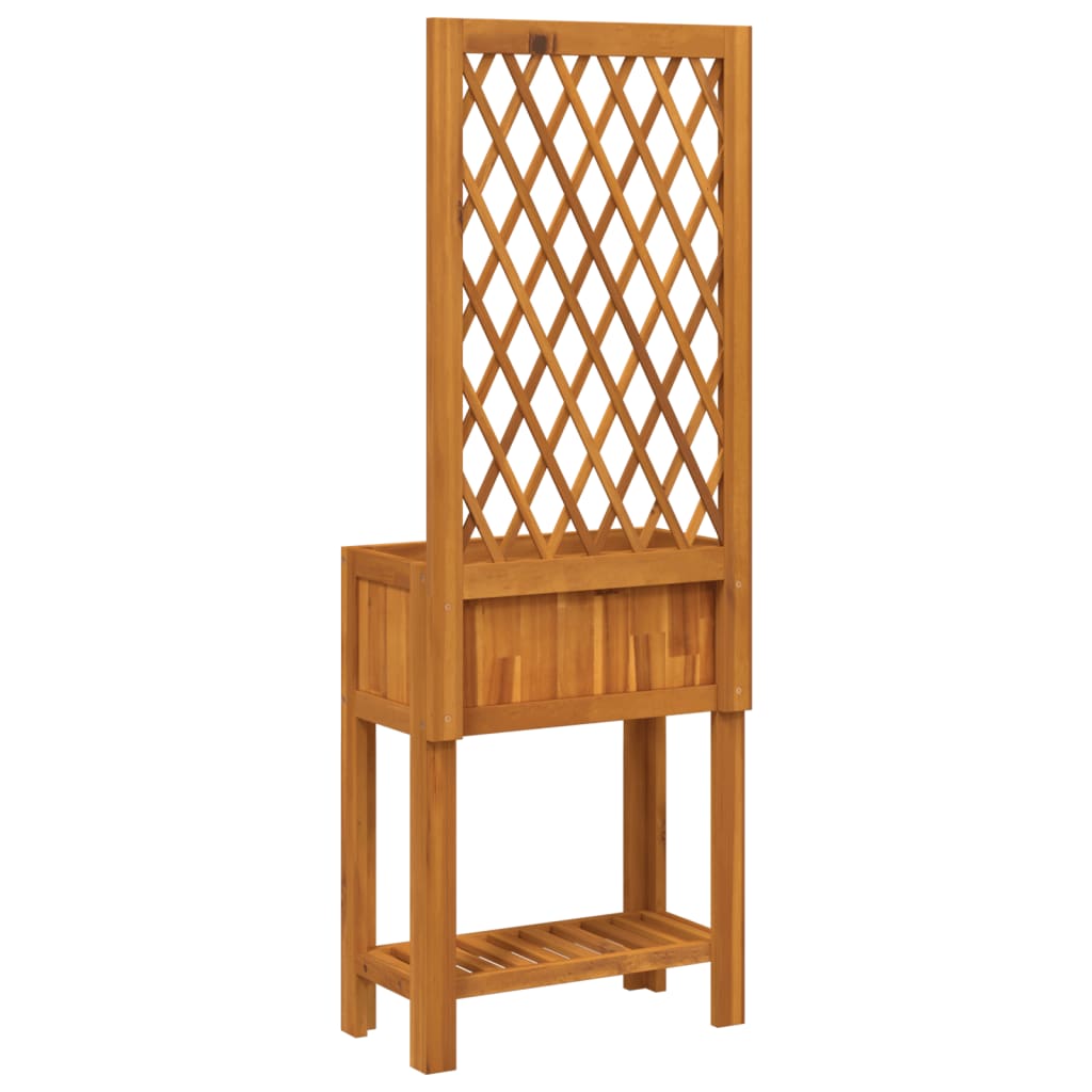 Fioriera Con Traliccio E Ripiano 55X29,5X152 Cm In Legno Acacia