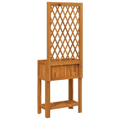 Fioriera Con Traliccio E Ripiano 55X29,5X152 Cm In Legno Acacia