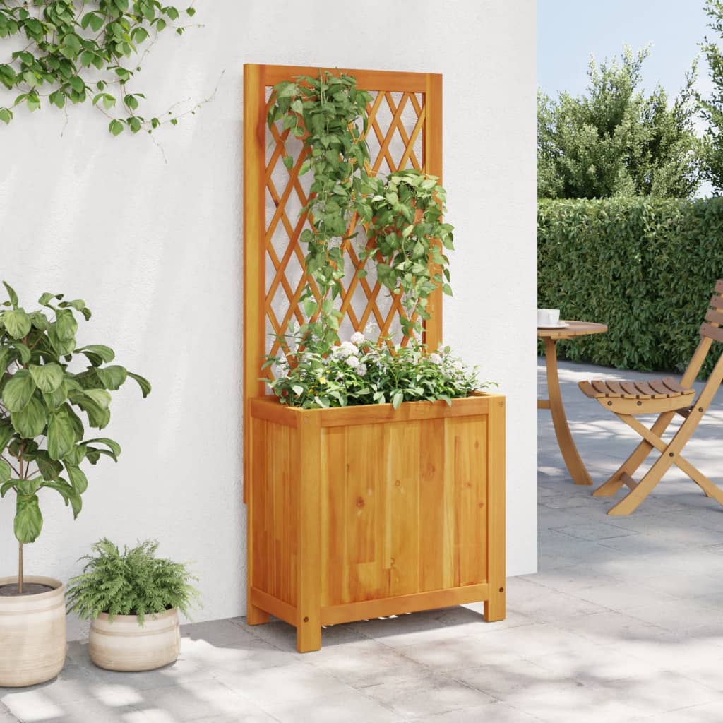 Fioriera Con Traliccio 55X29,5X132 Cm Legno Massello Di Acacia