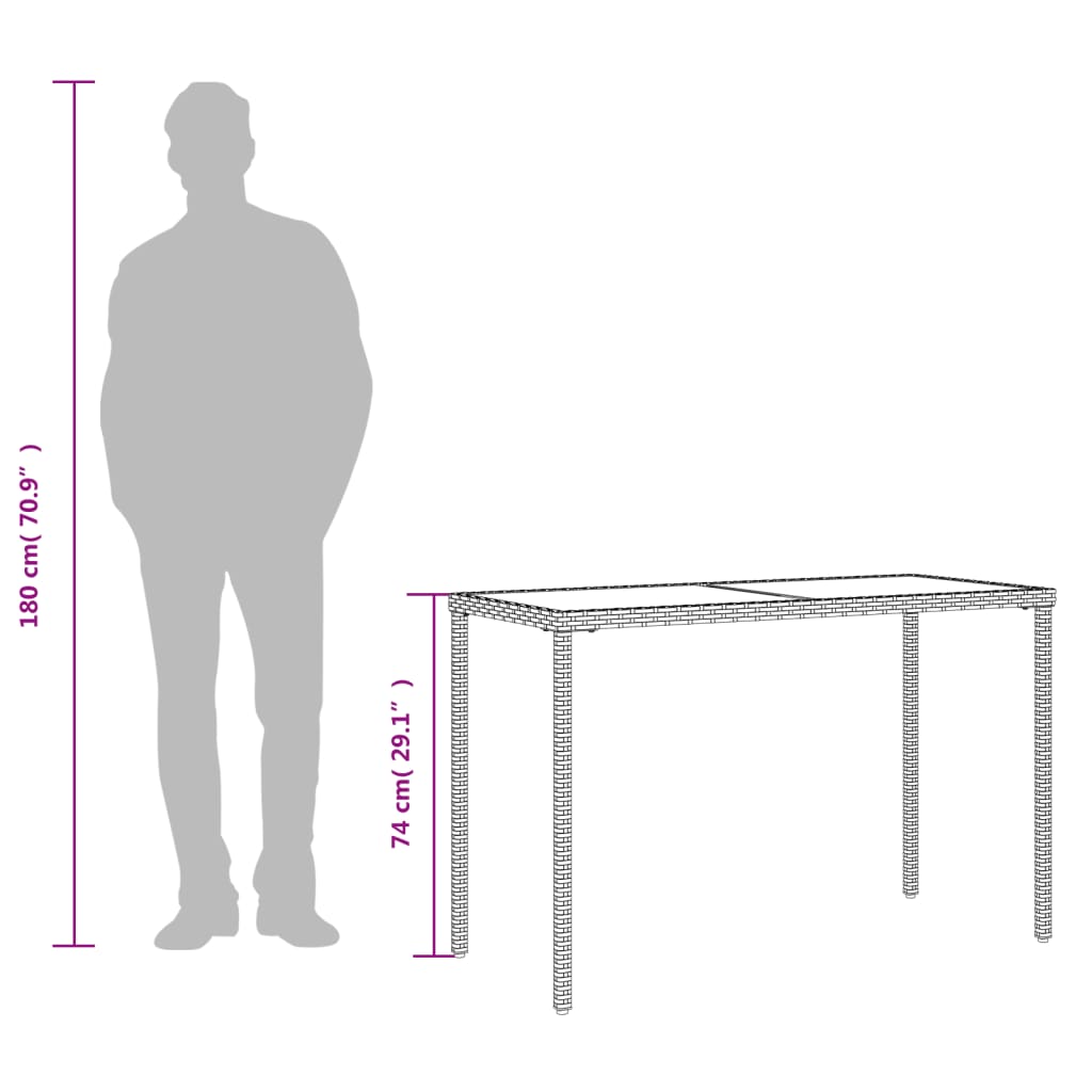 Tavolo Giardino Con Piano 115X54X74 Cm Polyrattan