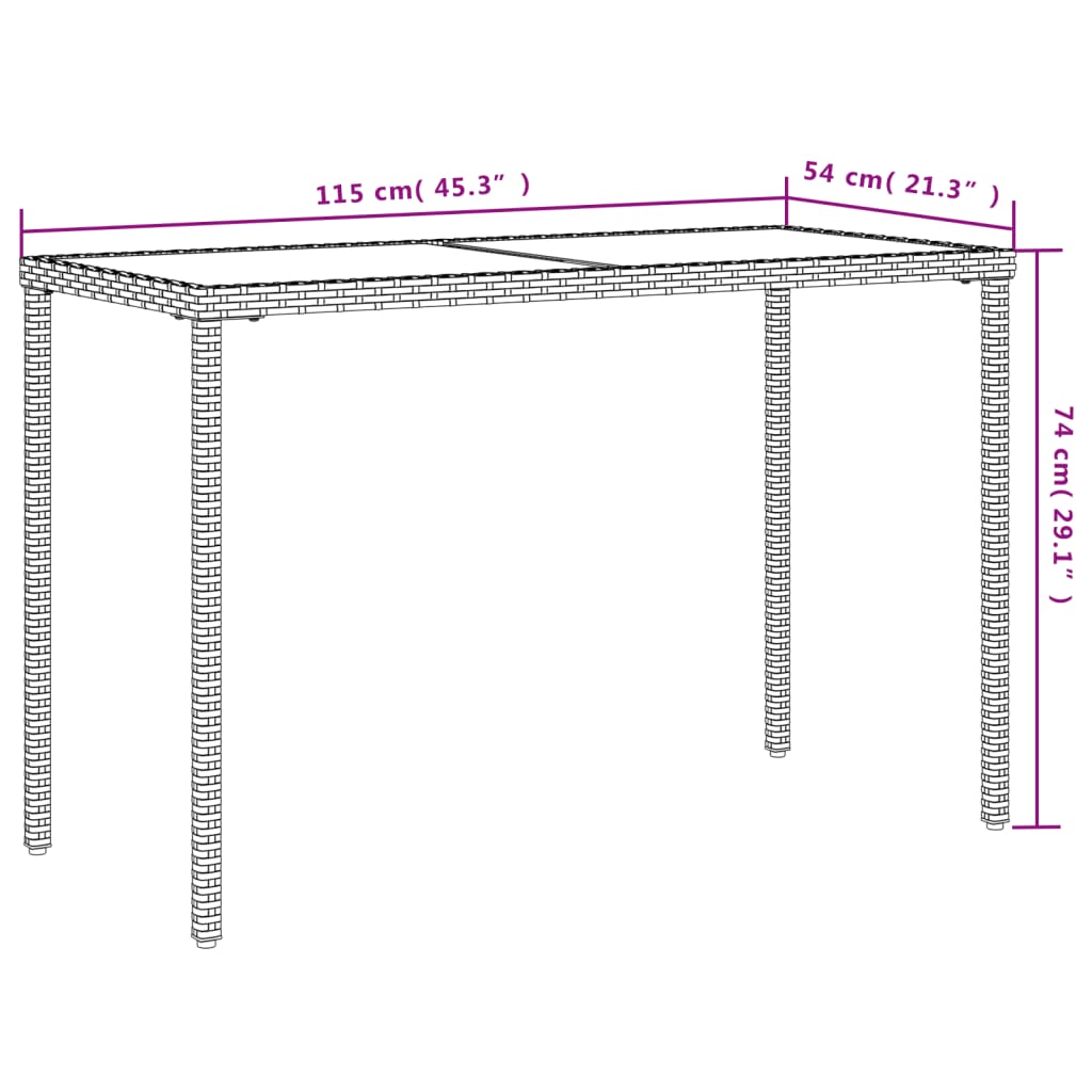 Tavolo Giardino Con Piano 115X54X74 Cm Polyrattan