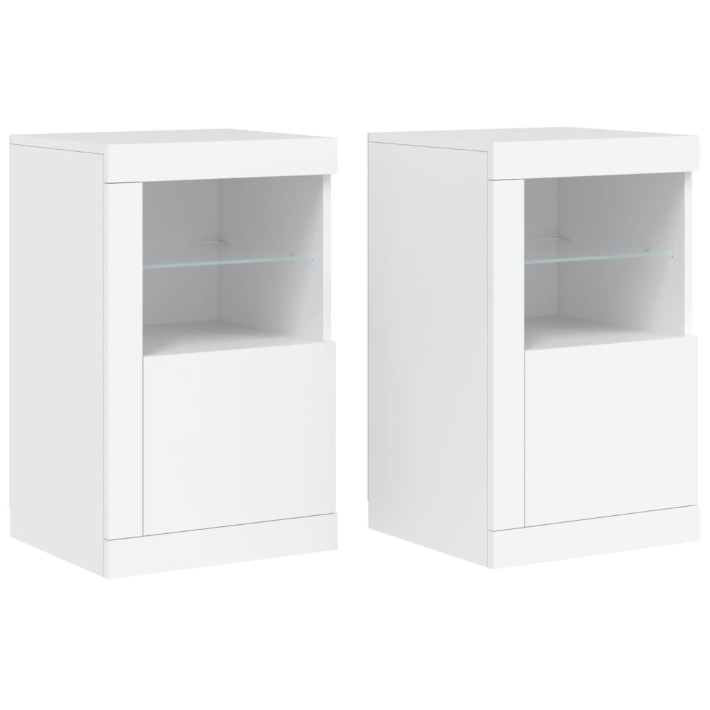 Armadietti Con Luci Led 2Pz Bianchi In Legno Multistrato