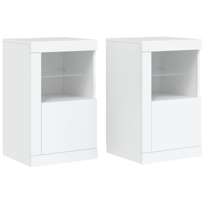 Armadietti Con Luci Led 2Pz Bianchi In Legno Multistrato