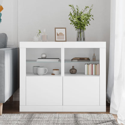 Armadietti Con Luci Led 2Pz Bianchi In Legno Multistrato