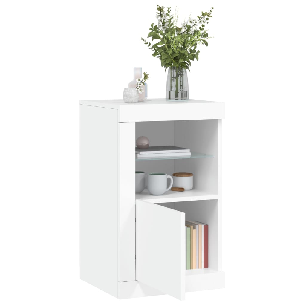 Armadietti Con Luci Led 2Pz Bianchi In Legno Multistrato