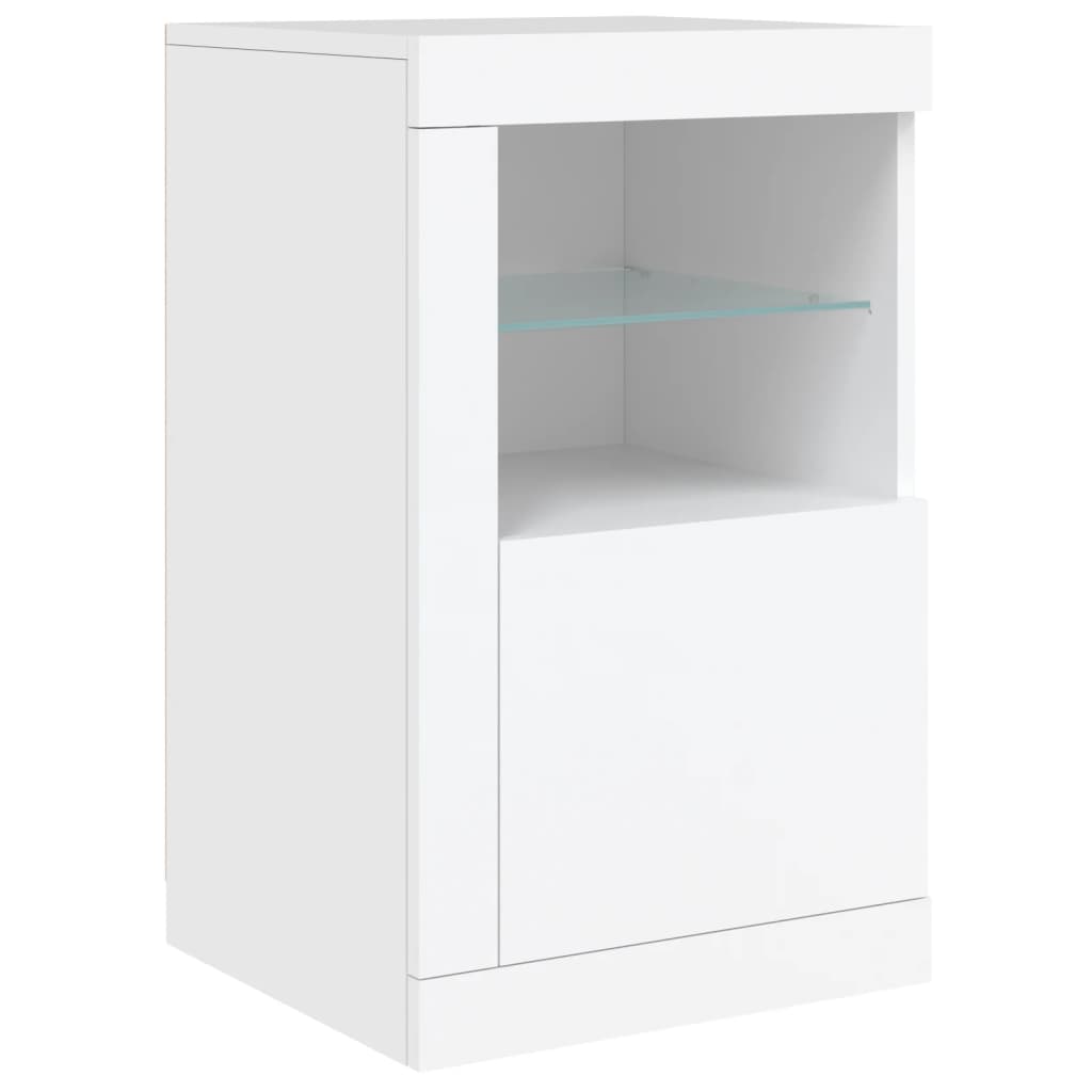 Armadietti Con Luci Led 2Pz Bianchi In Legno Multistrato