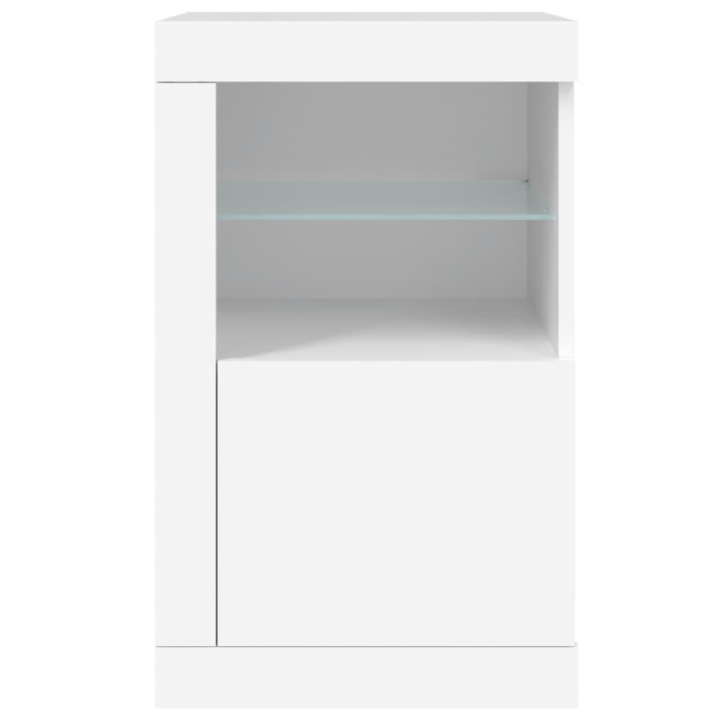 Armadietti Con Luci Led 2Pz Bianchi In Legno Multistrato