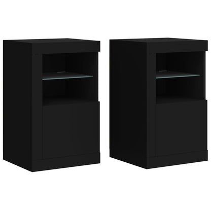 Armadietti Con Luci Led 2Pz Neri In Legno Multistrato