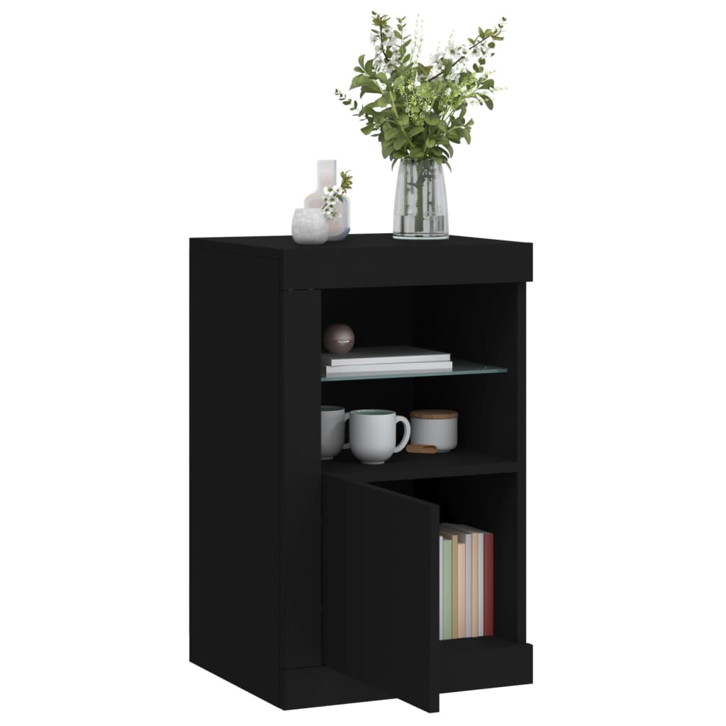 Armadietti Con Luci Led 2Pz Neri In Legno Multistrato