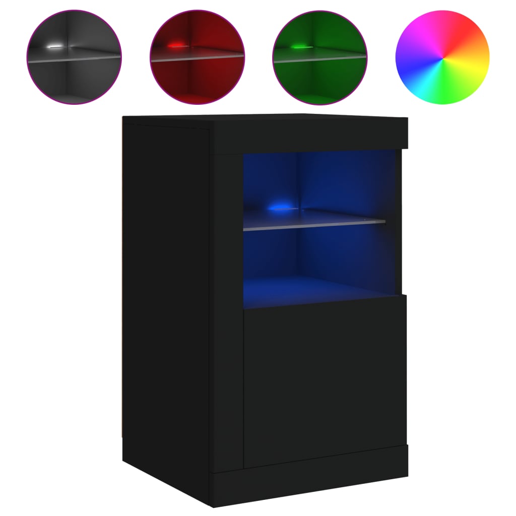 Armadietti Con Luci Led 2Pz Neri In Legno Multistrato