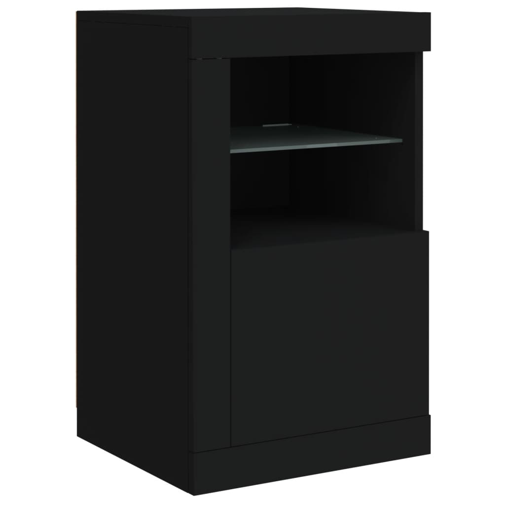 Armadietti Con Luci Led 2Pz Neri In Legno Multistrato