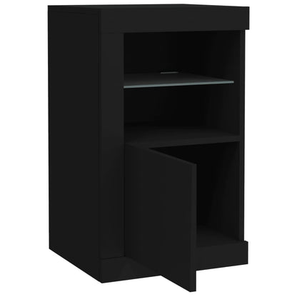 Armadietti Con Luci Led 2Pz Neri In Legno Multistrato