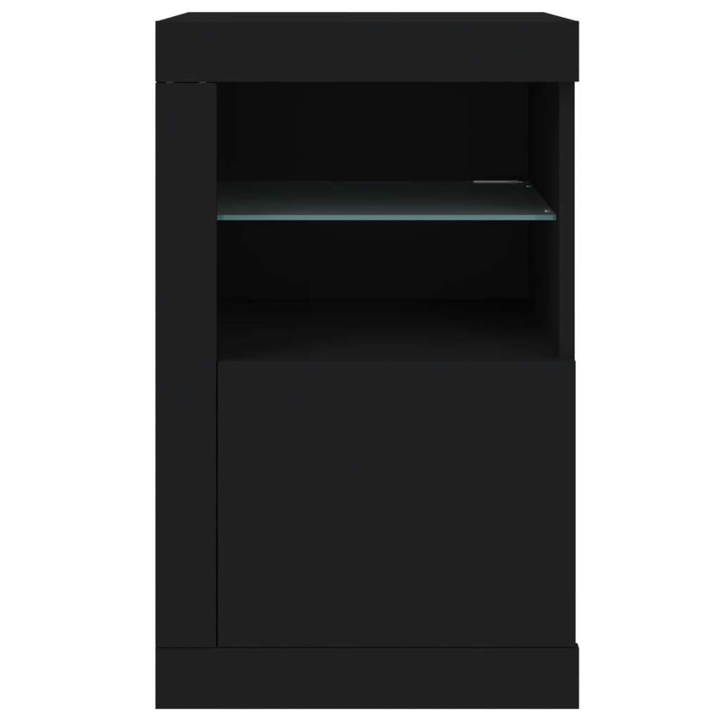 Armadietti Con Luci Led 2Pz Neri In Legno Multistrato