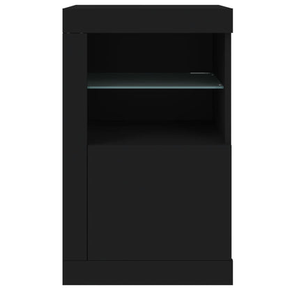 Armadietti Con Luci Led 2Pz Neri In Legno Multistrato