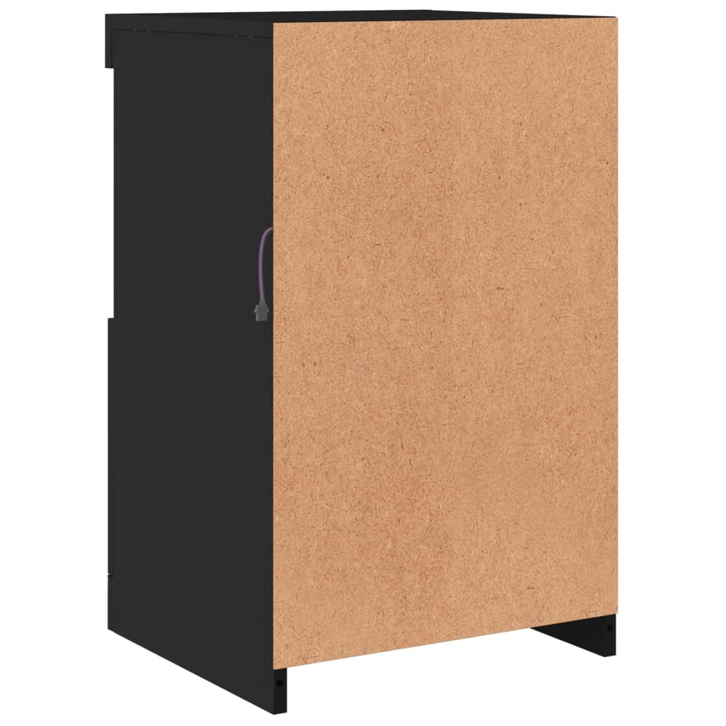 Armadietti Con Luci Led 2Pz Neri In Legno Multistrato