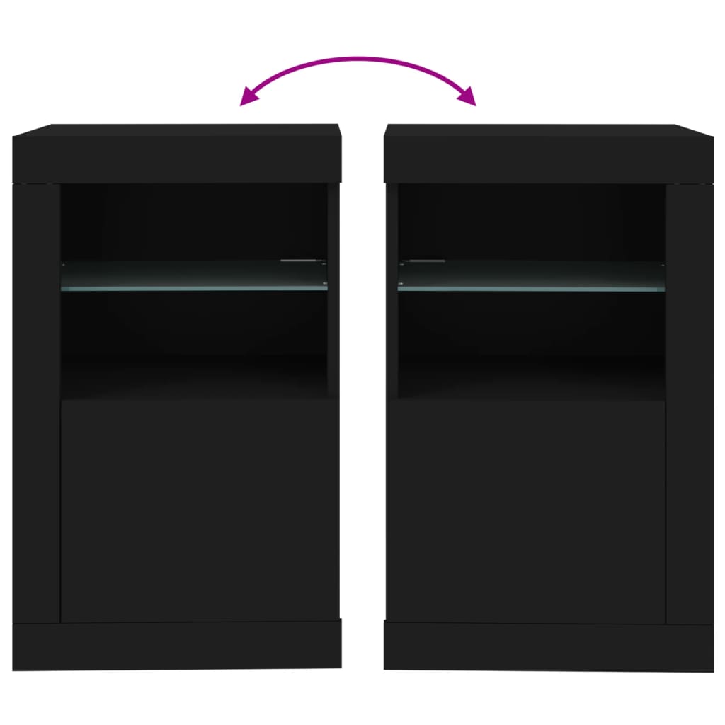 Armadietti Con Luci Led 2Pz Neri In Legno Multistrato