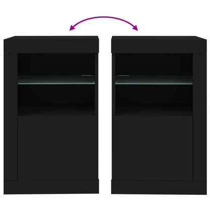 Armadietti Con Luci Led 2Pz Neri In Legno Multistrato