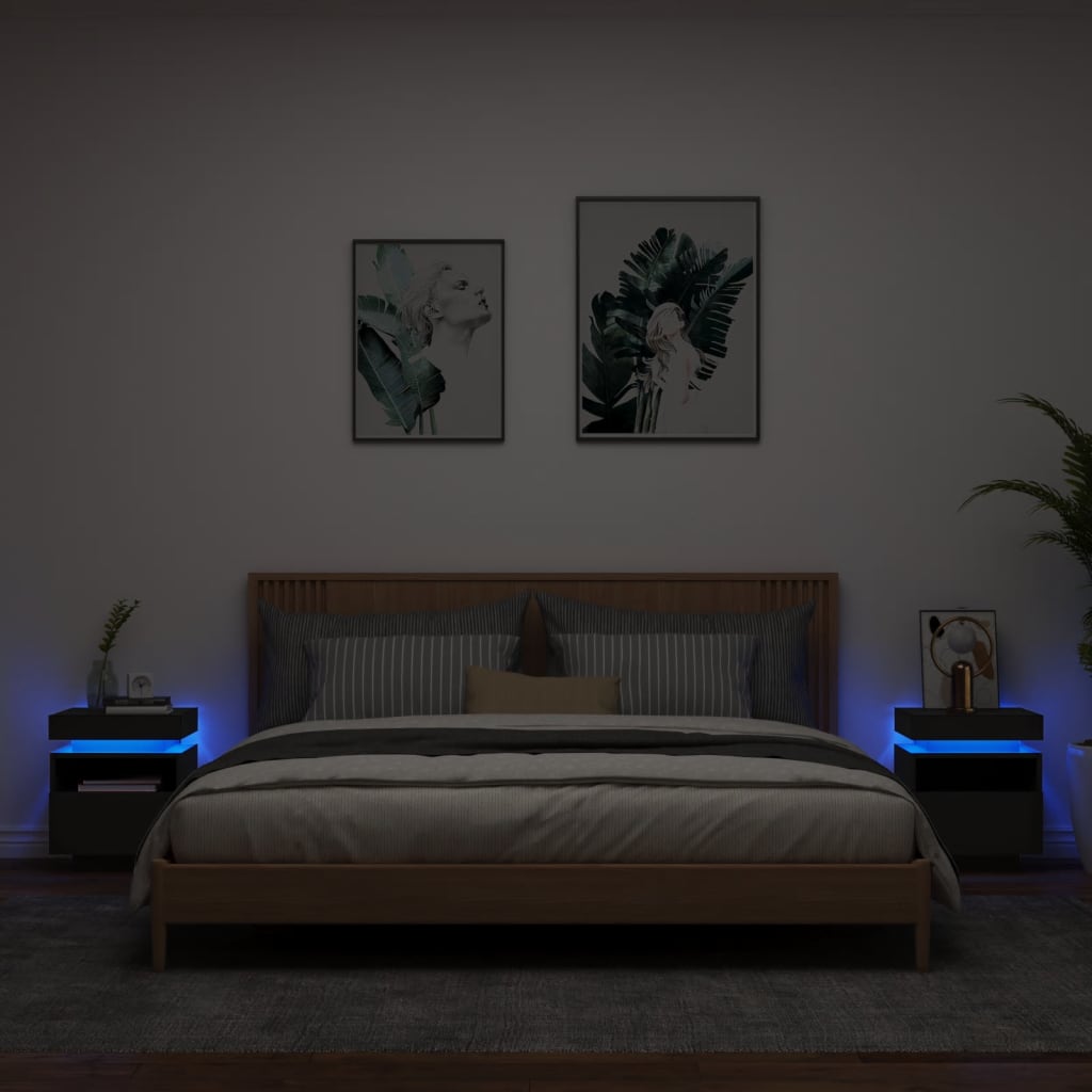 Comodino Con Luci Led 40X39X48,5 Cm
