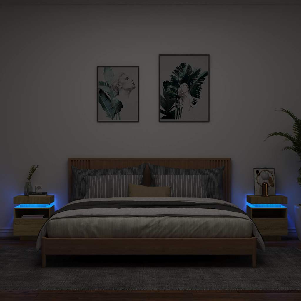 Comodino Con Luci Led 40X39X48,5 Cm