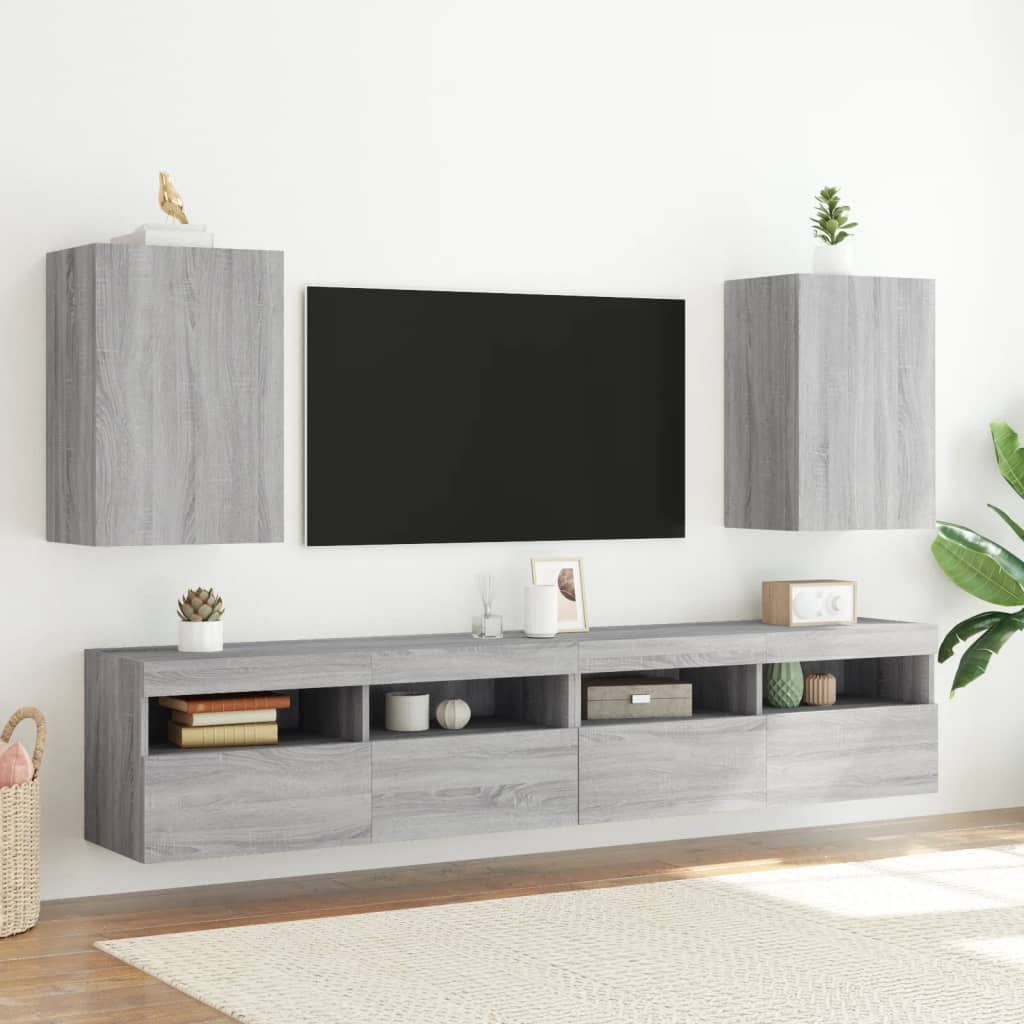 Mobili Tv Muro 2Pz 40,5X30X60Cm Legno Multistrato