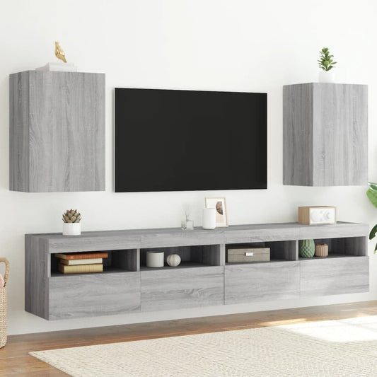 Mobili Tv Muro 2Pz 40,5X30X60Cm Legno Multistrato