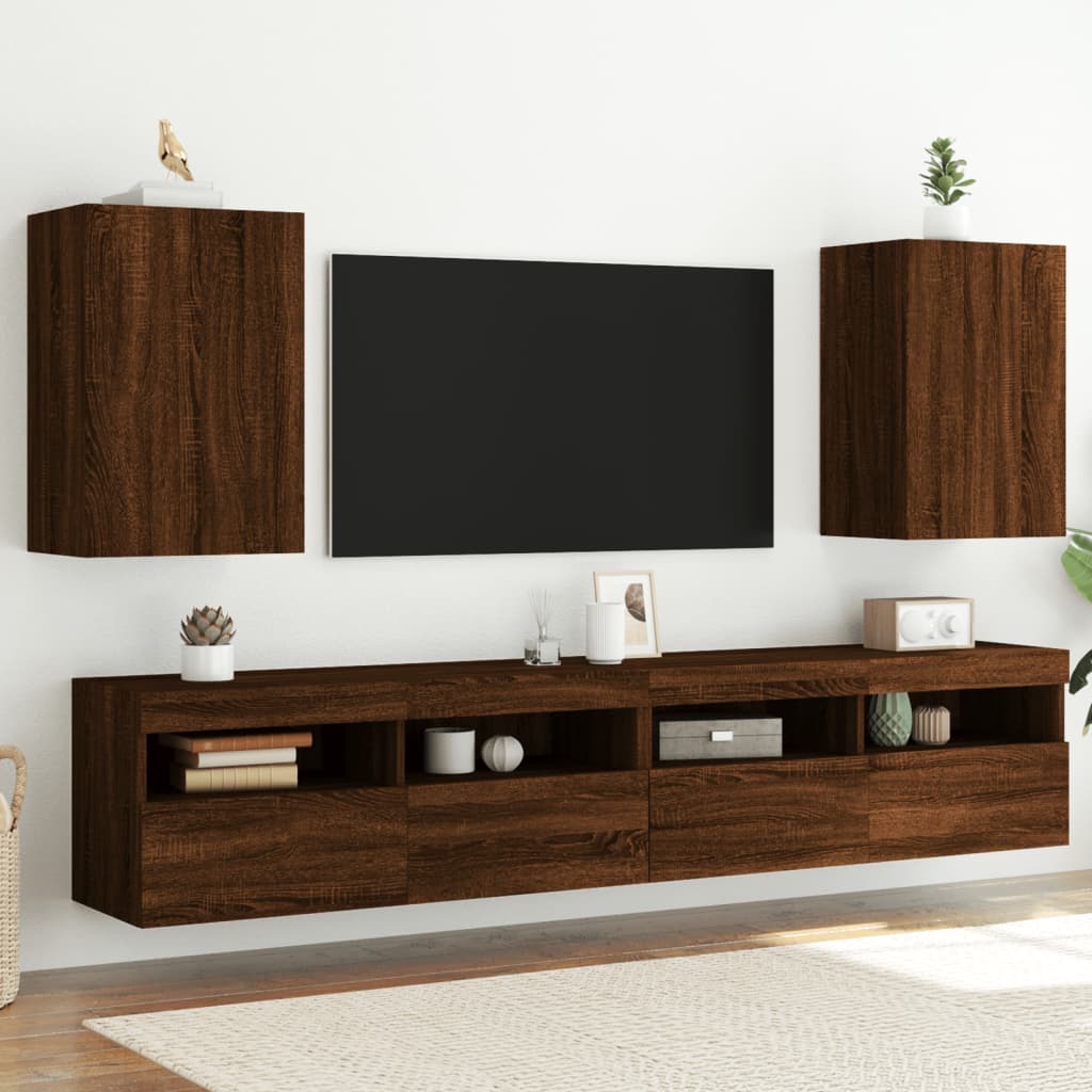Mobili Tv Muro 2Pz 40,5X30X60Cm Legno Multistrato