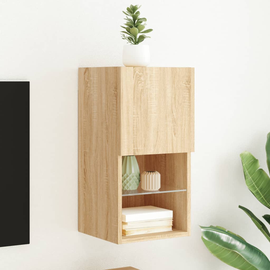 Mobili Porta Tv Con Luci Led 2 Pz 40,5X30X Rovere Sonoma