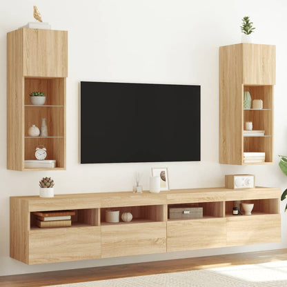 Mobili Porta Tv Con Luci Led 2 Pz 40,5X30X Rovere Sonoma
