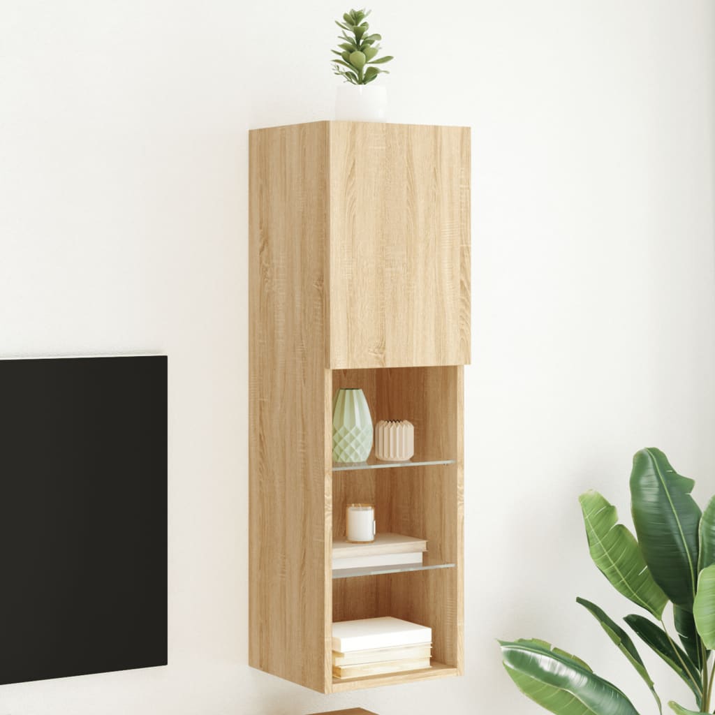 Mobili Porta Tv Con Luci Led 2 Pz 40,5X30X Rovere Sonoma