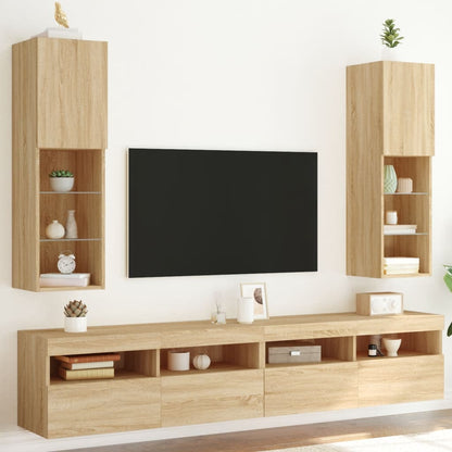 Mobili Porta Tv Con Luci Led 2 Pz 40,5X30X Rovere Sonoma