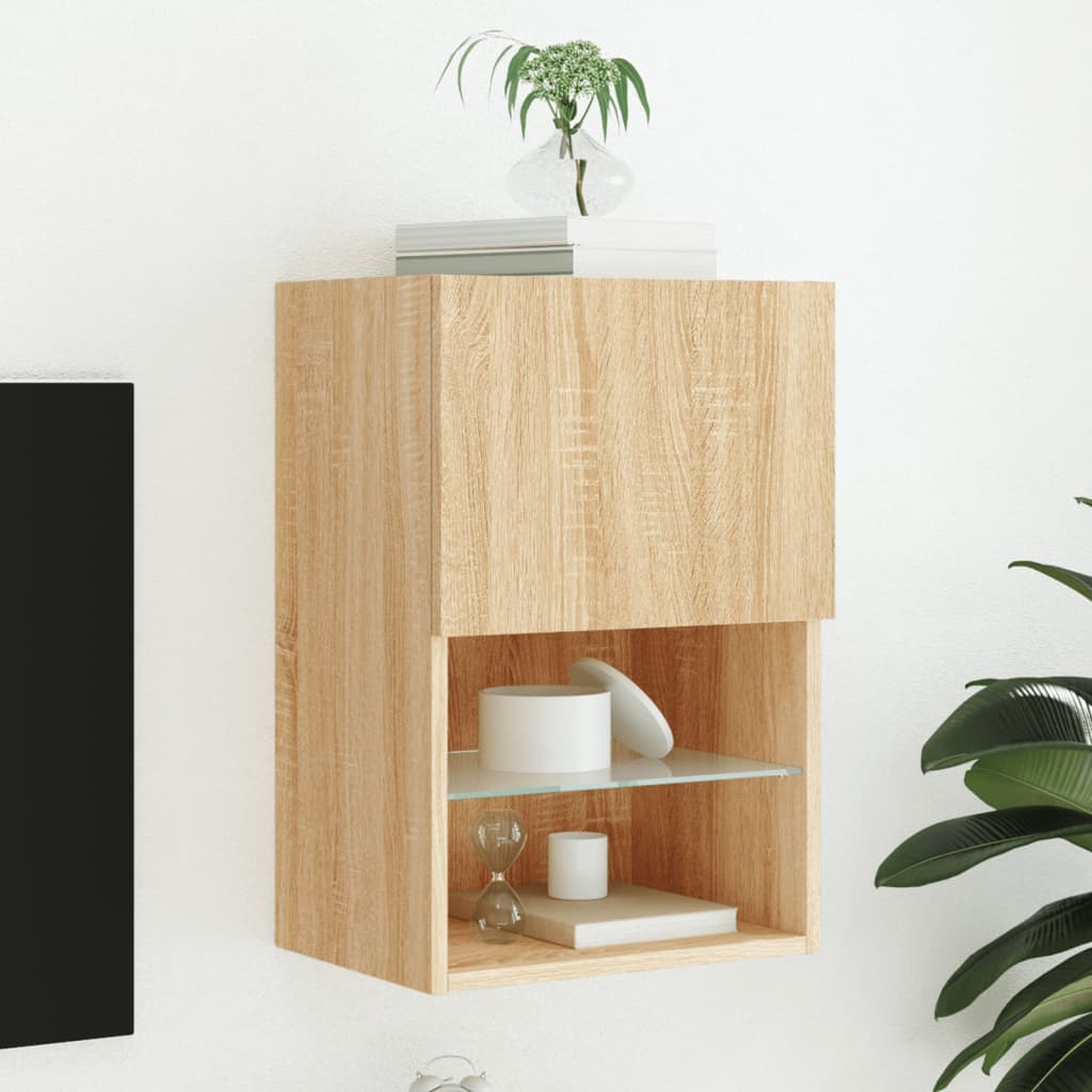 Mobili Porta Tv Con Luci Led 2 Pz 40,5X30X Rovere Sonoma