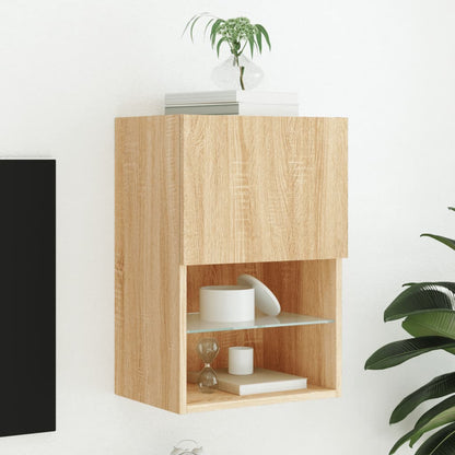 Mobili Porta Tv Con Luci Led 2 Pz 40,5X30X Rovere Sonoma