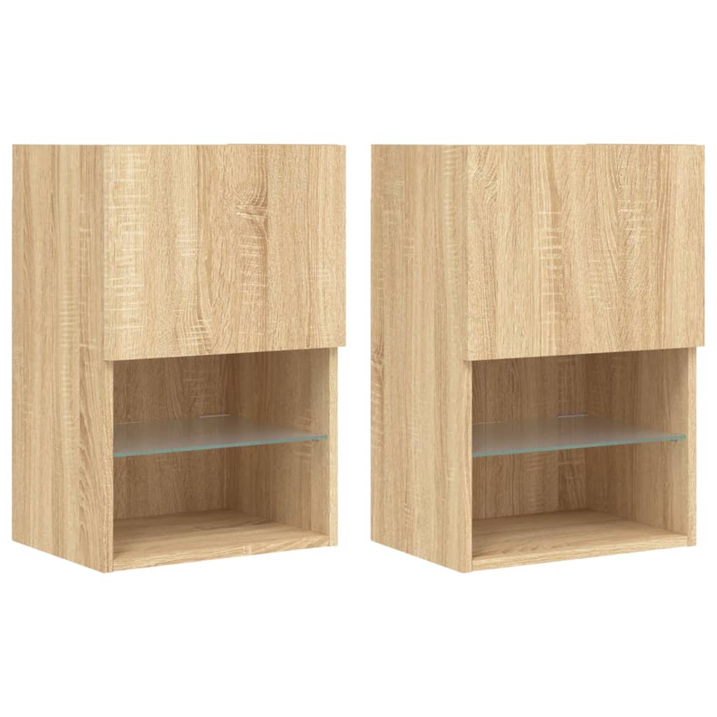 Mobili Porta Tv Con Luci Led 2 Pz 40,5X30X Rovere Sonoma