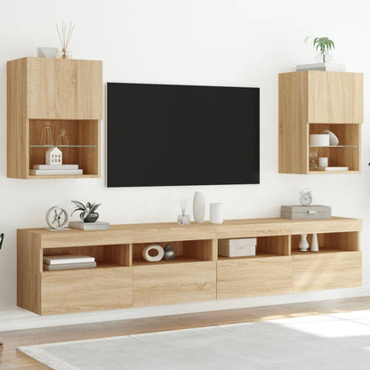 Mobili Porta Tv Con Luci Led 2 Pz 40,5X30X Rovere Sonoma