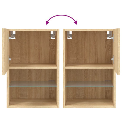 Mobili Porta Tv Con Luci Led 2 Pz 40,5X30X Rovere Sonoma