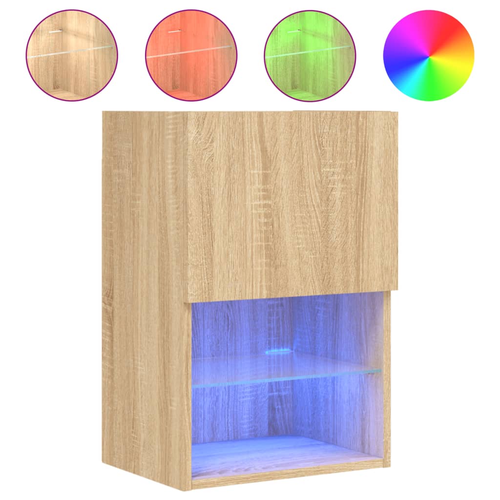 Mobili Porta Tv Con Luci Led 2 Pz 40,5X30X Rovere Sonoma