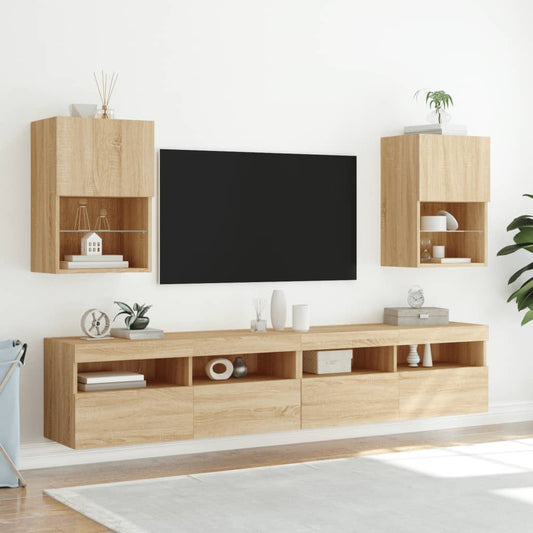 Mobili Porta Tv Con Luci Led 2 Pz 40,5X30X Rovere Sonoma