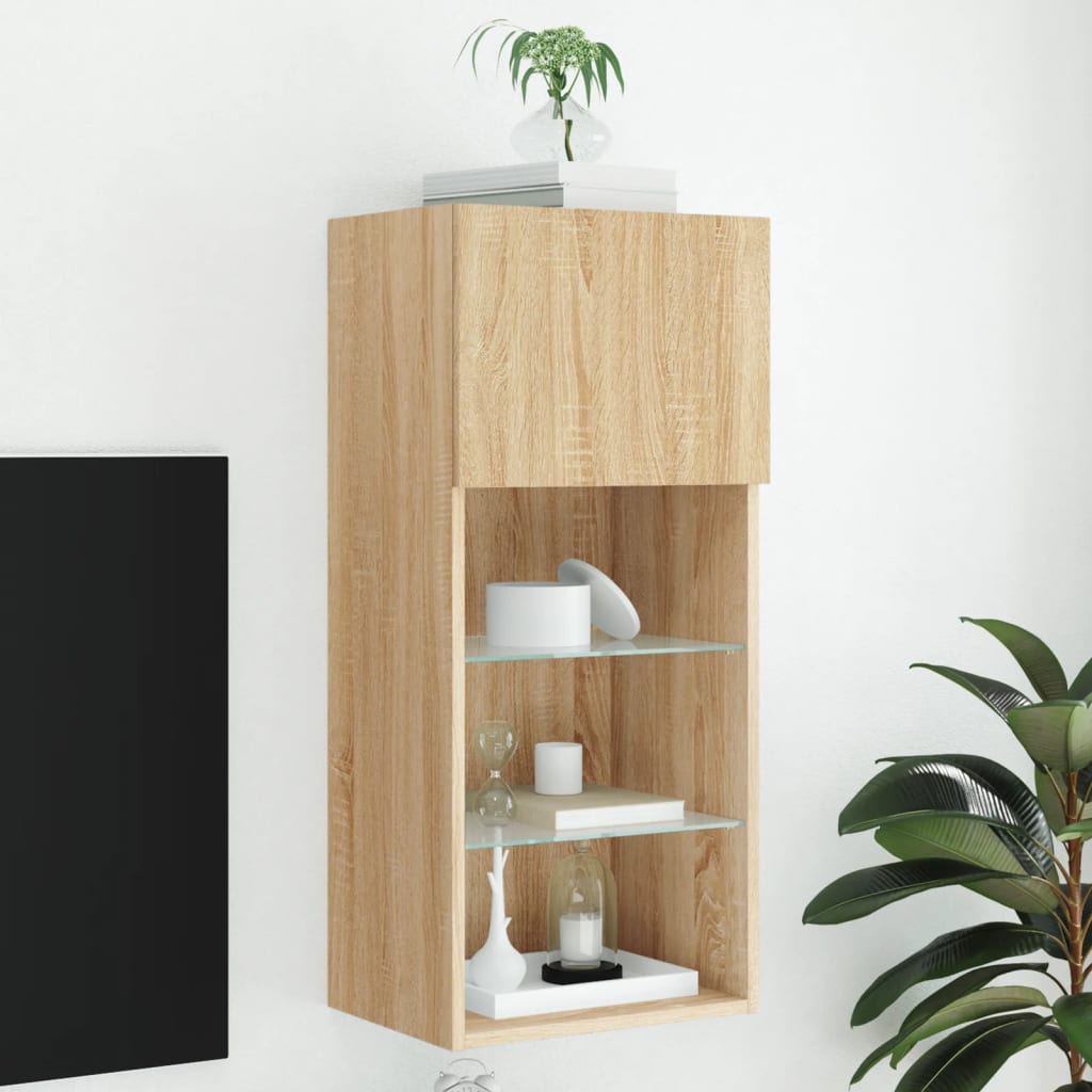 Mobili Porta Tv Con Luci Led 2 Pz 40,5X30X Rovere Sonoma
