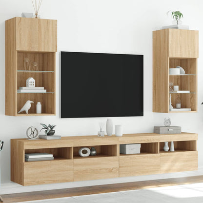 Mobili Porta Tv Con Luci Led 2 Pz 40,5X30X Rovere Sonoma