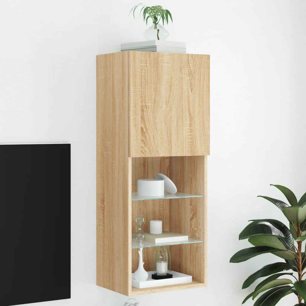 Mobili Porta Tv Con Luci Led 2 Pz 40,5X30X Rovere Sonoma