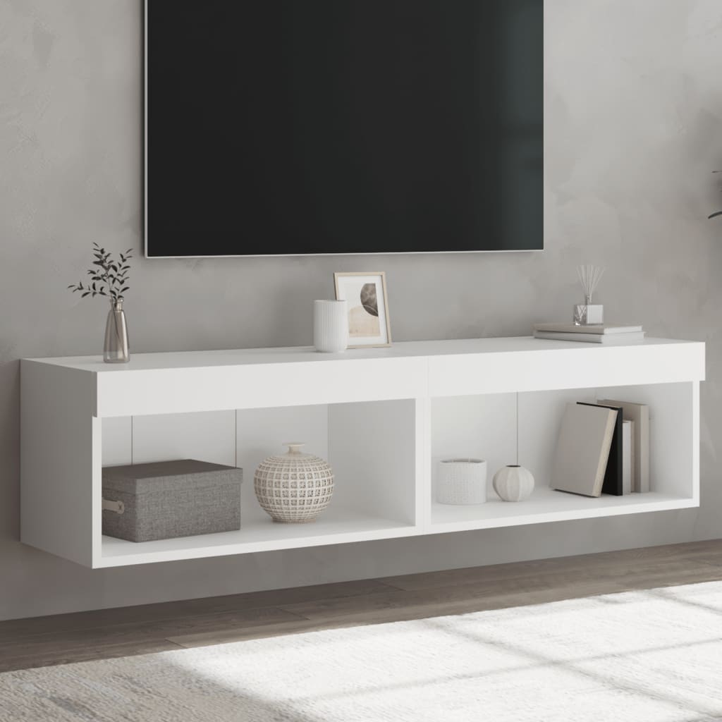 Mobili Porta Tv Con Luci Led 2 Pz Neri 80X30X30 Cm
