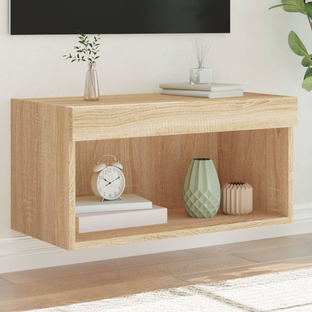 Mobili Porta Tv Con Luci Led 2 Pz Neri 80X30X30 Cm