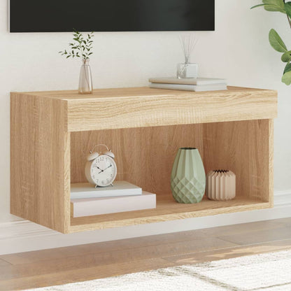 Mobili Porta Tv Con Luci Led 2 Pz Neri 80X30X30 Cm
