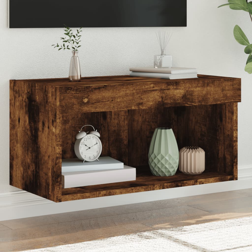 Mobili Porta Tv Con Luci Led 2 Pz Neri 80X30X30 Cm