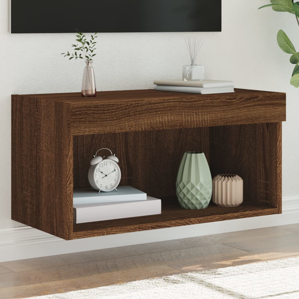 Mobili Porta Tv Con Luci Led 2 Pz Neri 80X30X30 Cm