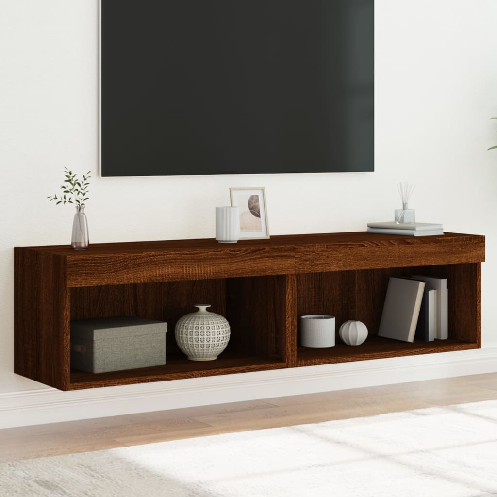Mobili Porta Tv Con Luci Led 2 Pz Neri 80X30X30 Cm