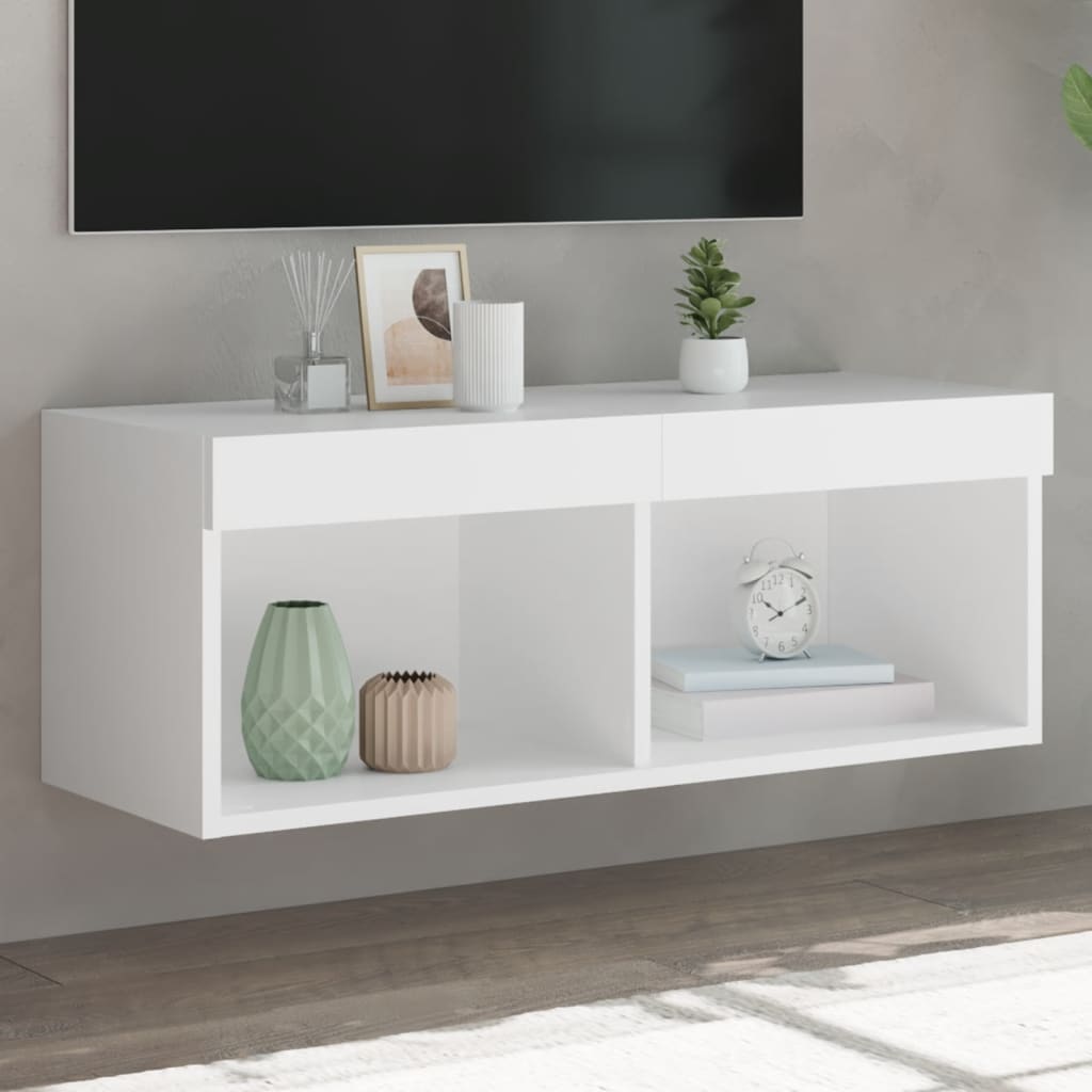 Mobili Porta Tv Con Luci Led 2 Pz Neri 80X30X30 Cm